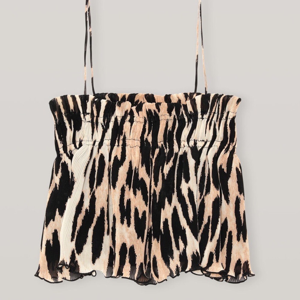GANNI PLEATED GEORGETTE STRAP TOP - Picture 2 of 4